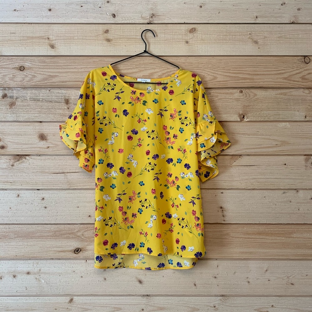 Yellow floral blouse
